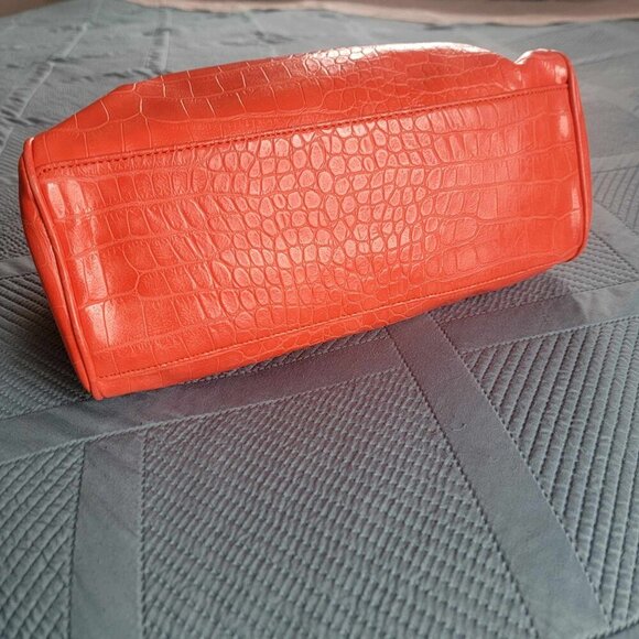 Anne Klein Alligator Alley Coral Satchel with Polka Dot Lining - Picture 6 of 14